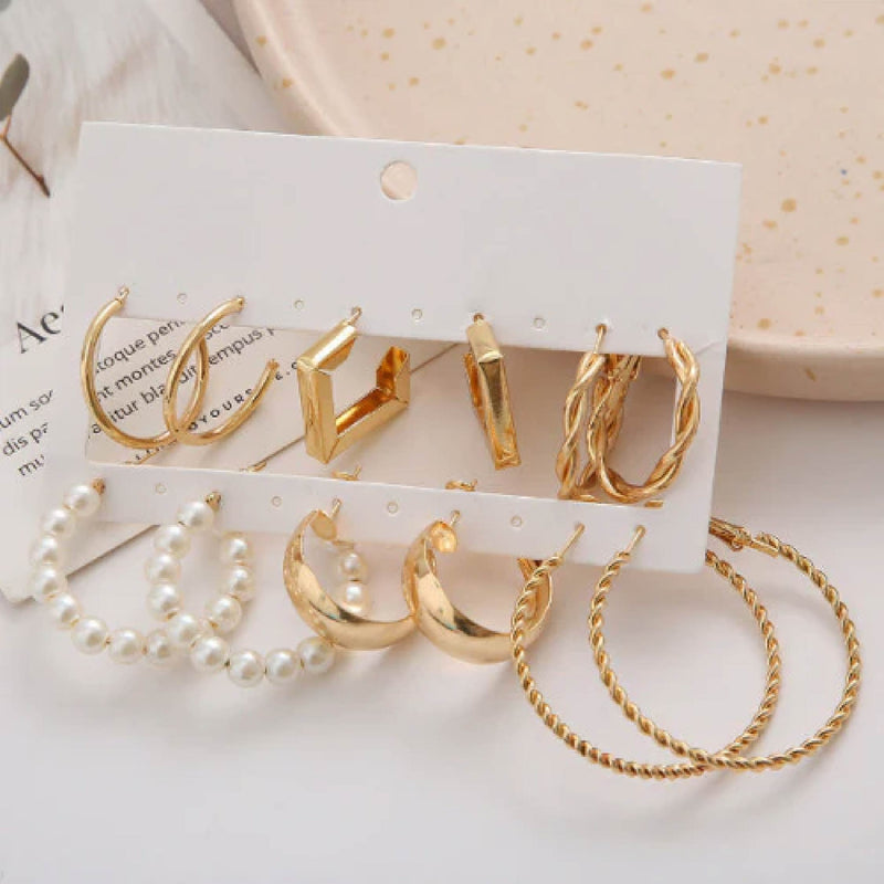 6 Pairs Pearl Earrings